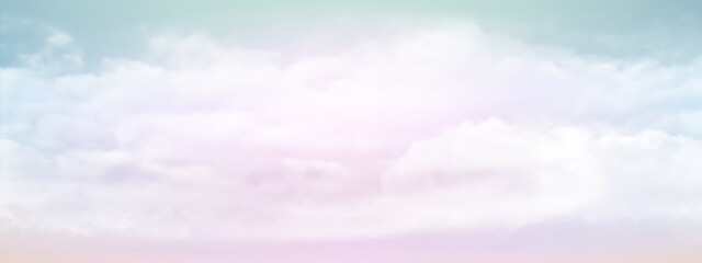 Sweet sky and white soft clouds floated in the sky on a clear day. Beautiful air and sunlight with beige cloud scape colorful. Sunset sky for background. Blue to Pink Lavender sky vector illustration.