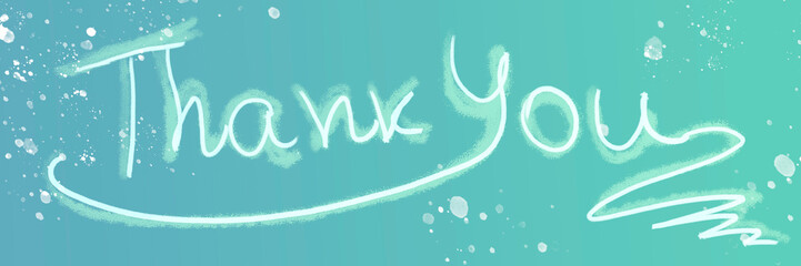 Handwritten text "Thank you", illustration greeting banner