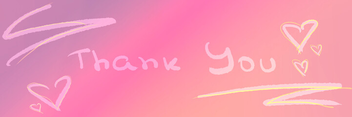Handwritten text "Thank you", illustration greeting banner