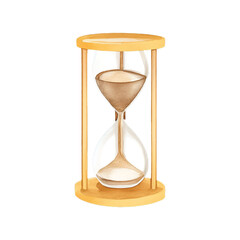 hour glass hand drawn with watercolor painting style illustration