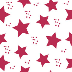 Seamless pattern of stars and dots trend color 2023- Viva Magenta