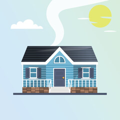 House with front porch vector illustration. Farmhouse vector icon. - 557880931