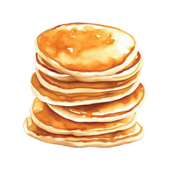 stack of pancake hand drawn with watercolor painting style illustration