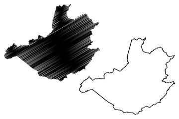 Ico municipality (Ceará state, Municipalities of Brazil, Federative Republic of Brazil) map vector illustration, scribble sketch Icó map