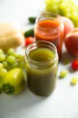Healthy organic smoothies on a table