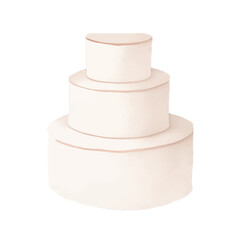 white cake hand drawn with watercolor painting style illustration