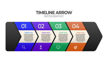 arrow timeline Business Infographic template , process options steps , colorful vector infographic stock vector illustration