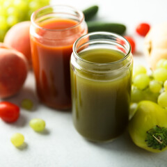 Healthy organic smoothies on a table