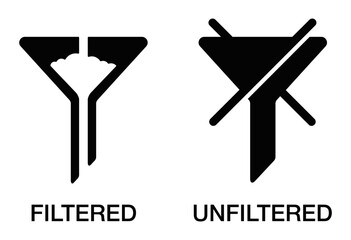 Filtered and Unfiltered icon for product labeling
