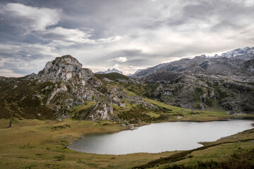 Ercina lake, one of the Lagos de Covadonga lakes.