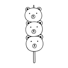 Japanese dessert bear dango hand drawn illustration