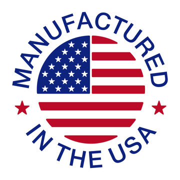 Manufactured in USA Badge with American flag