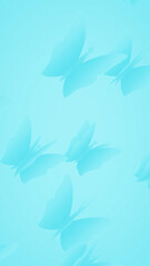 Paper flying butterfly on cyan background postcard. Vector symbols of love in butterfly shape for Happy Women, Valentine's Day, birthday greeting card design. Papercut style - 4K Full HD seamless loop