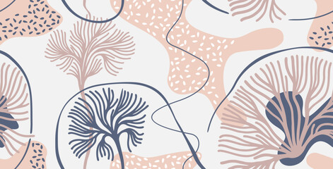 Abstract seamless pattern with calligraphic lines