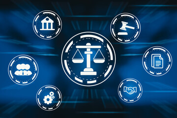Legal advice technology service concept with copy space. Balance of justice. Law and defense.