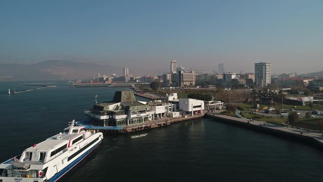 izmir Konak ferry pier drone view