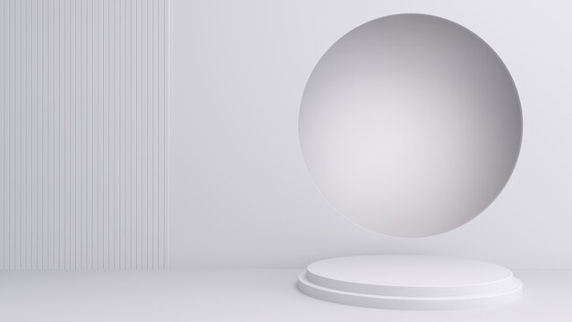 Fototapeta Minimal background.podium and white geometric background for product presentation. 3d rendering illustration.