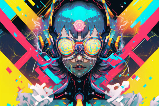 Anime style cyborgs and robots