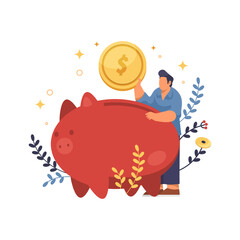 Obraz premium Money savings or funds accumulating, vector illustration.