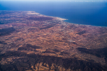 Fototapeta na wymiar Aerial view of Tunisia during the flight Monastir to Lyon - Tunisia