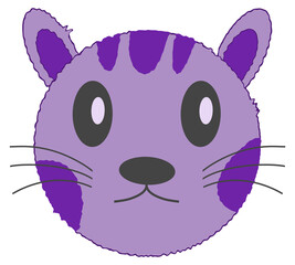 Cat Face Isolated Clipart Purple Jagged