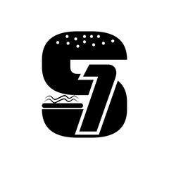 Burger mixture letter flat logo design.