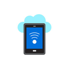 Mobile Wifi cloud computing icon in color, isolated on white background 