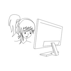 Gamer girl concept logo vector.