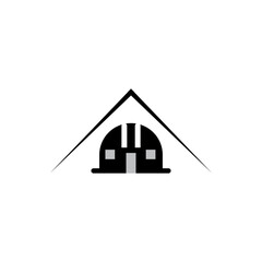 Helmet house flat icon logo vector.