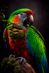 Fototapeta premium Parrot Ara in the jungle. Illustration for advertising, cartoons, games, print media. Illustration. My animals collections.