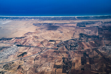 Aerial view of Tunisia during the flight Monastir to Lyon - Tunisia