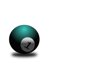 Balloon on a white background with number one. Billiard ball with number one