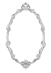 Vintage floral frame. Vintage bridal wedding line art frame on the white isolated background. 