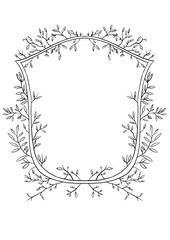 Vintage floral frame. Vintage bridal wedding line art frame on the white isolated background.  - 557893126