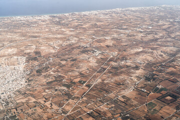 Aerial view of Tunisia during the flight Monastir to Lyon - Tunisia