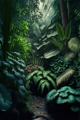 tropical forest in the jungle Ai generative	

