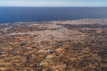 Aerial view of Tunisia during the flight Monastir to Lyon - Tunisia