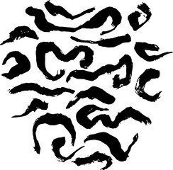 Grunge Ink Free Hand Brushes set. Dry Brush Hand Drawn Strokes