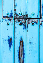 Background of Old Blue wooden door in Spain