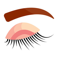 Big eyelashes and Upper lid area vector icon design, beauty and personal care symbol, cosmetics and dermatologist sign, body aesthetics stock illustration, Making Eyebrow Prominent with makeup concept