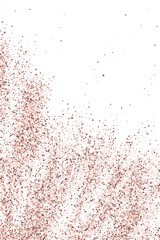 Sprinkle pink confetti dot scatter pattern. Triangle square circle star elements flying. Banner template. Glowing scruple particles dust confetti. Holiday decoration spark splatter