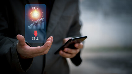 2023 business finance technology and investment concept. Stock Market Investments Funds and Digital Assets. businessman analyzing forex trading graph financial data. Business finance background.