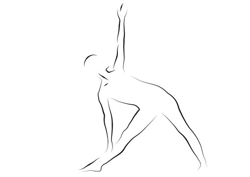 beautiful line drawing of the triangle yoga pose .