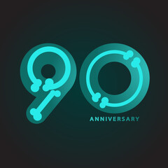 Good quality vector / eps of X-rays image of number 90, 90th anniversary, birthday. green - dark green tone for invitation card, backdrop,  , Isolated on dark tone background