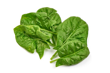 Spinach leaves, isolated on white background. High resolution image.