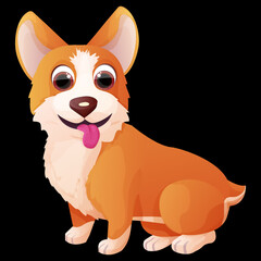 Cute corgi dog sitting, adorable pet in cartoon style isolated on white background. Comic emotional character, funny pose