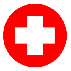 Round Medical Cross Symbol on Transparent Background