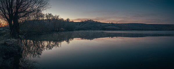 Winter sunrise on river