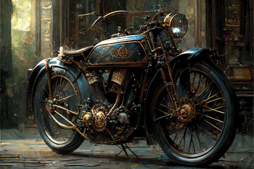 Fototapeta na wymiar Steampunk Motorcycle