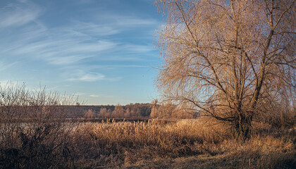Winter sunrise on river